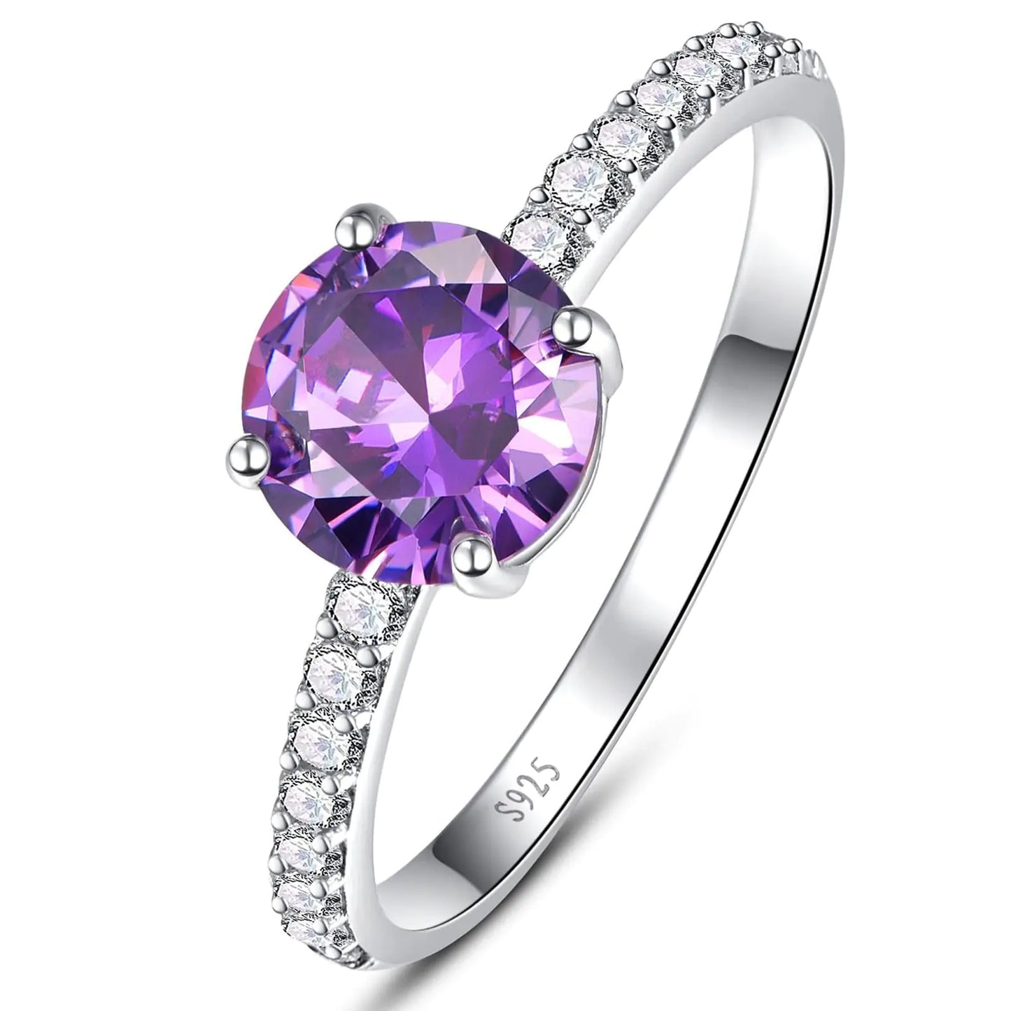 BONLAVIEGEM Created Amethyst Ring 925 Sterling Silver Size 5 - - ring