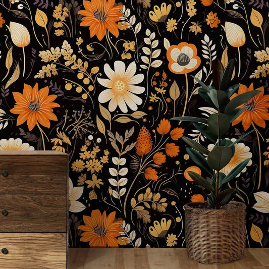 Dark Vintage Botanical Wallpaper Kia Day Design