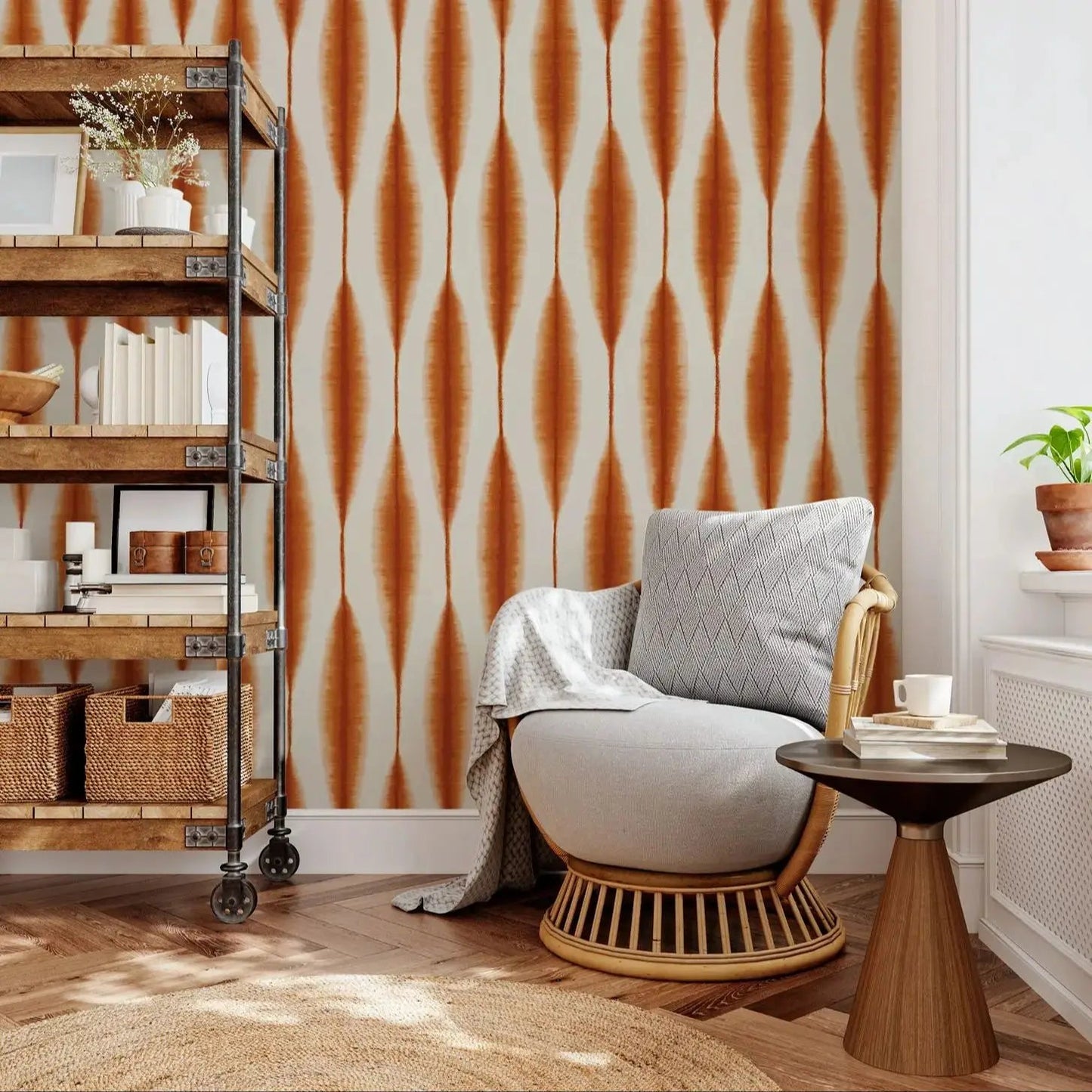 Red Geometric Wallpaper Peel and Stick Kia Day Design