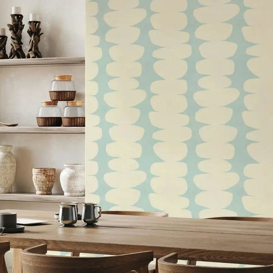 Mid-Century Teal and Cream Wallpaper Kia Day Design