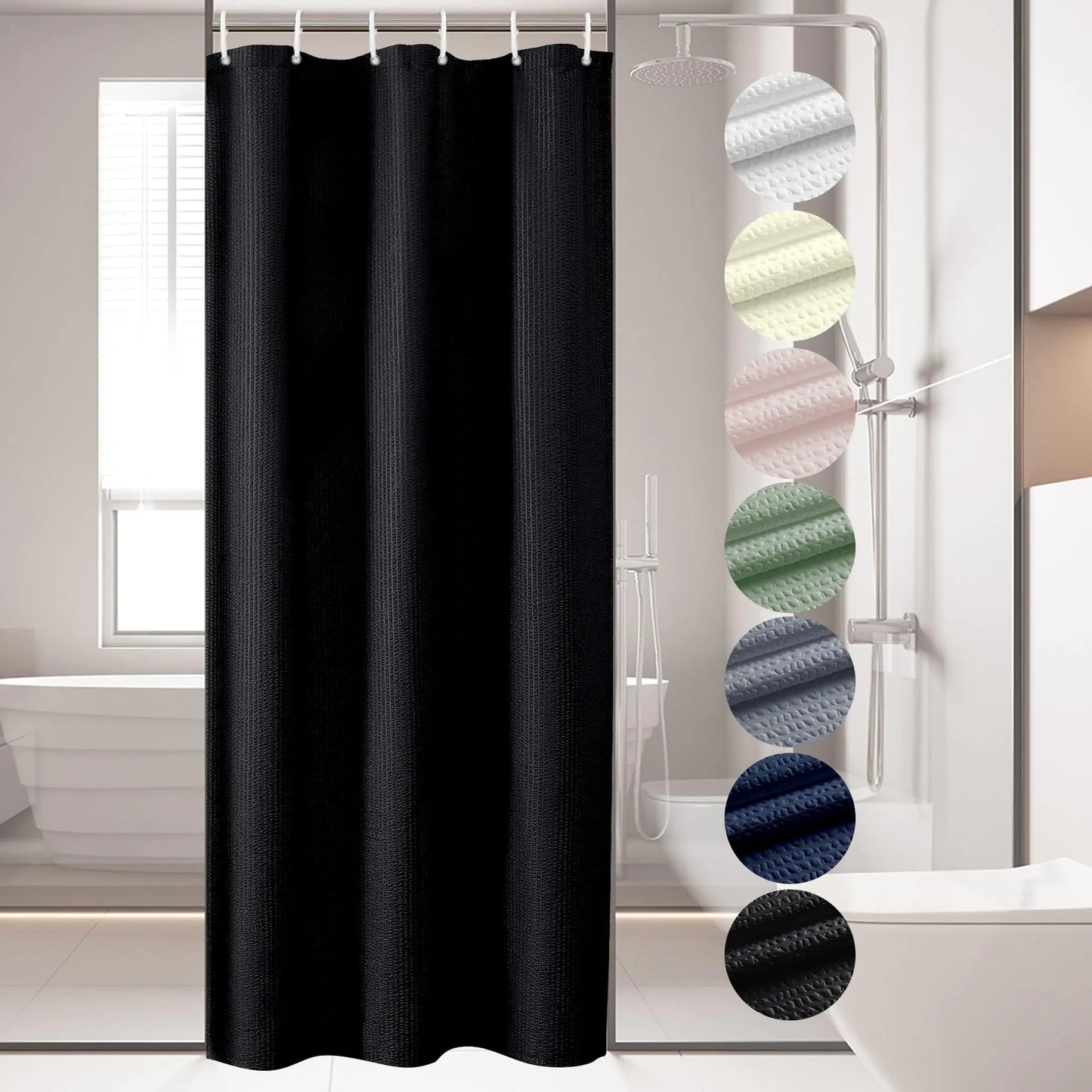 Textured Black Shower Curtain 36 x 72 Inch
