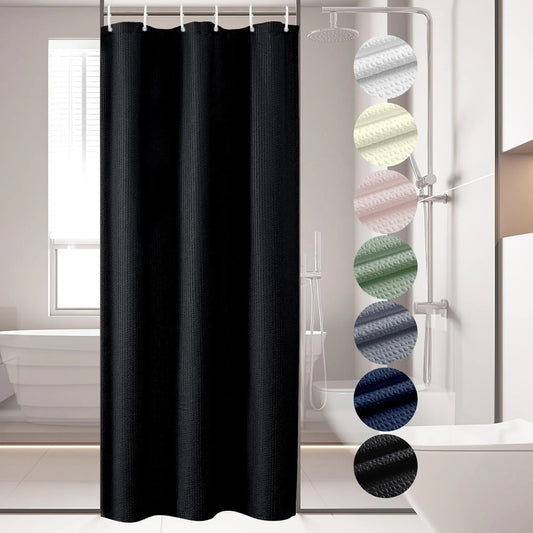 Textured Black Shower Curtain 36 x 72 Inch - Kia Day Design