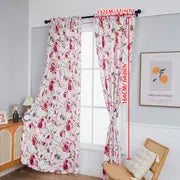 Red & White Floral Printed Fabric Curtain Panel - Kia Day Design