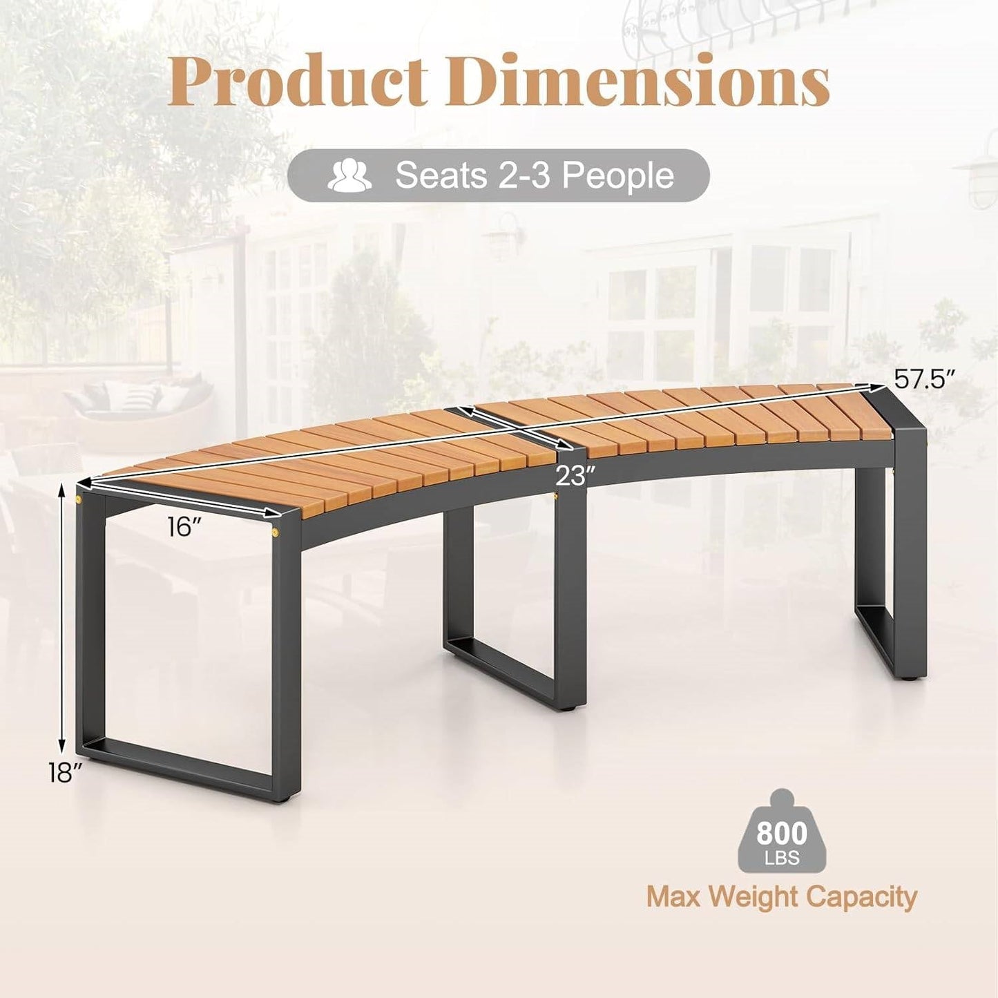 Set of 4 - Round Outdoor Metal Wood Backless Bench - Around Table Tree Fire Pit - - Outdoor > Outdoor Furniture > Garden Benches