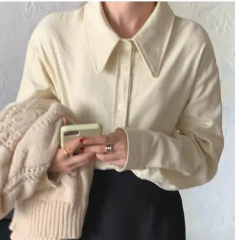 Womens Fashion Knitted Sweaters - Apricot Shirt S - sweater