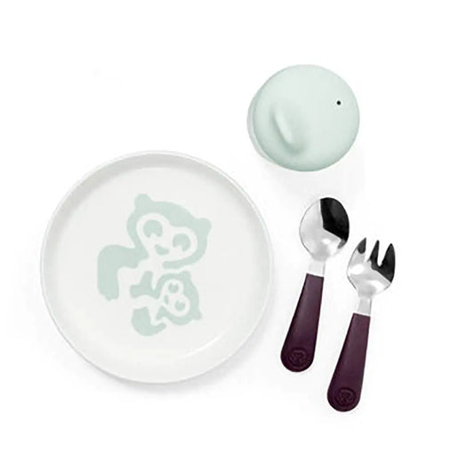Stokke Munch Essentials Soft Mint Microwave and Dishwasher Safe Kids Dinnerware Set - Kia Day Design