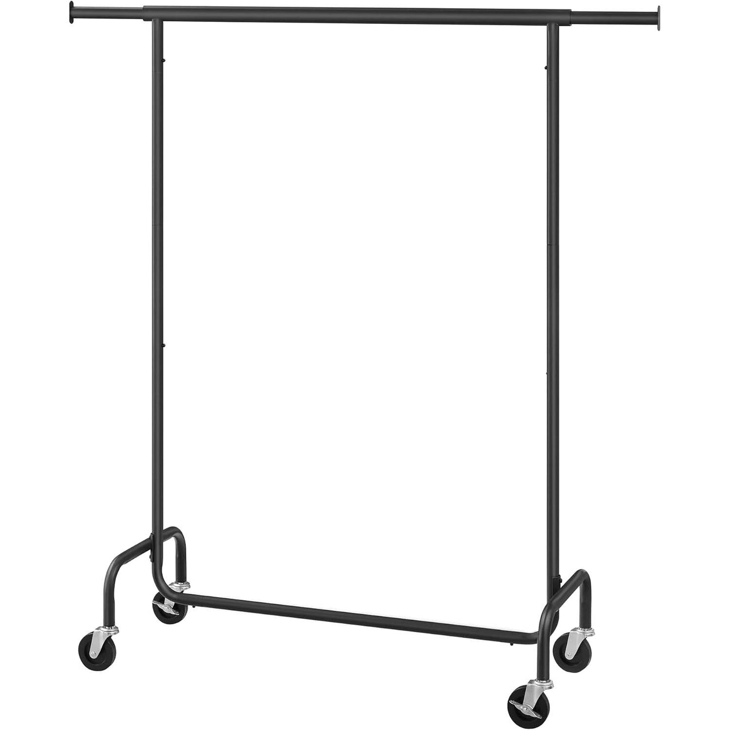Matte Black Heavy Duty Metal Garment Rack Clothes Hanging Bar on Wheels - - Bedroom > Wardrobe & Armoire