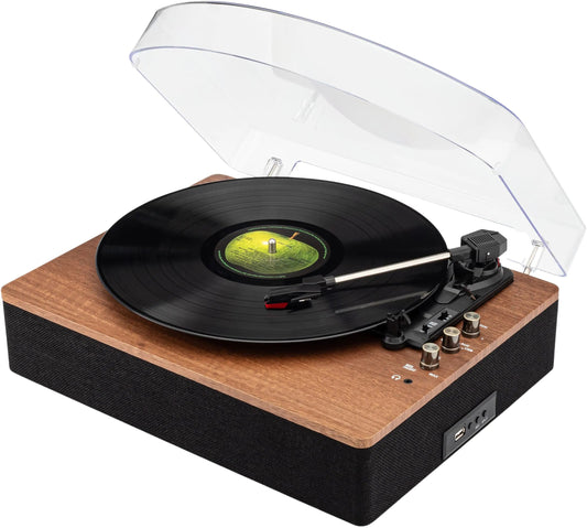3 Speed Retro Wooden Turntable with Built-in Stereo Speakers - Kia Day Design