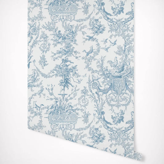 Classic Blue Toile Wallpaper Kia Day Design