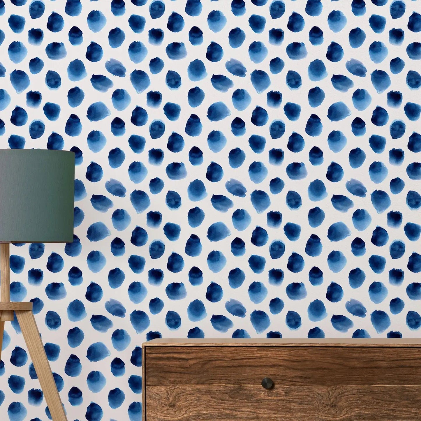 Watercolor Blue Dots Wallpaper Kia Day Design