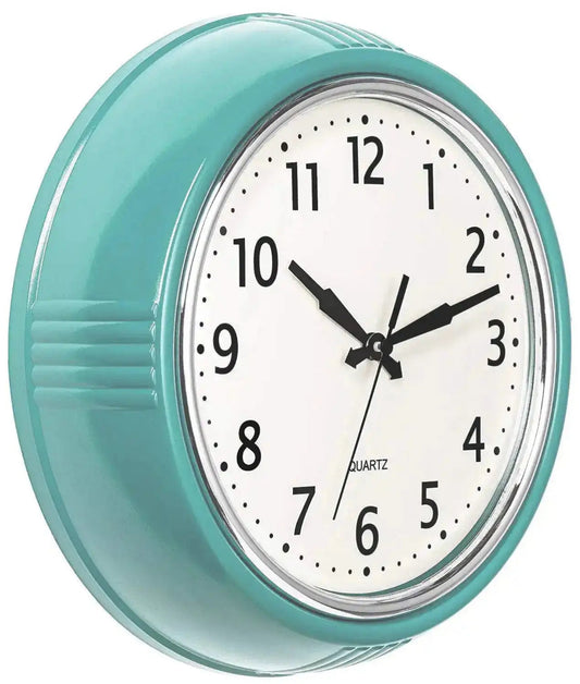 12 Inch Robin Egg Blue 50s Round Silent Non Ticking Battery Operated Quartz Clock - Kia Day Design