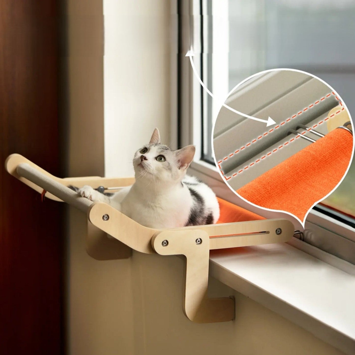 Sturdy Cat Window Perch Wooden Assembly - Kia Day Design