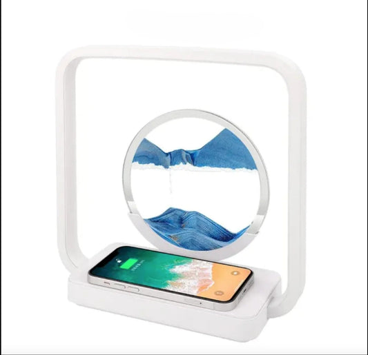 LED Quicksand Painting Night Lamp with Wireless Charger and USB Kia Day Design