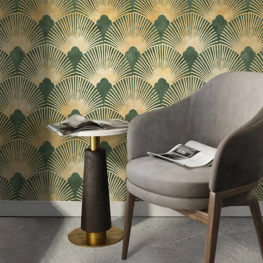 Boho Scandinavian Wallpaper Peel and Stick,Temporary Wallpaper Vintage,Traditional Non Woven Wall Mural Decoration,Fake Golden Kia Day Design