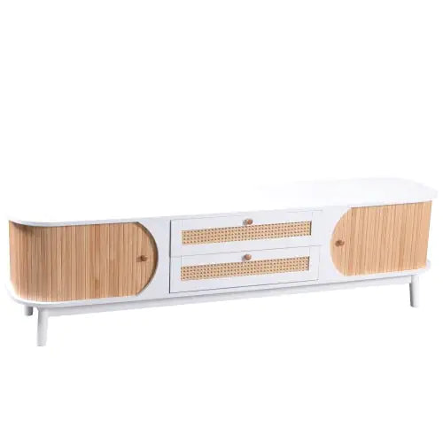 White Rattan TV Stand for TVs Up To 75'' - Kia Day Design