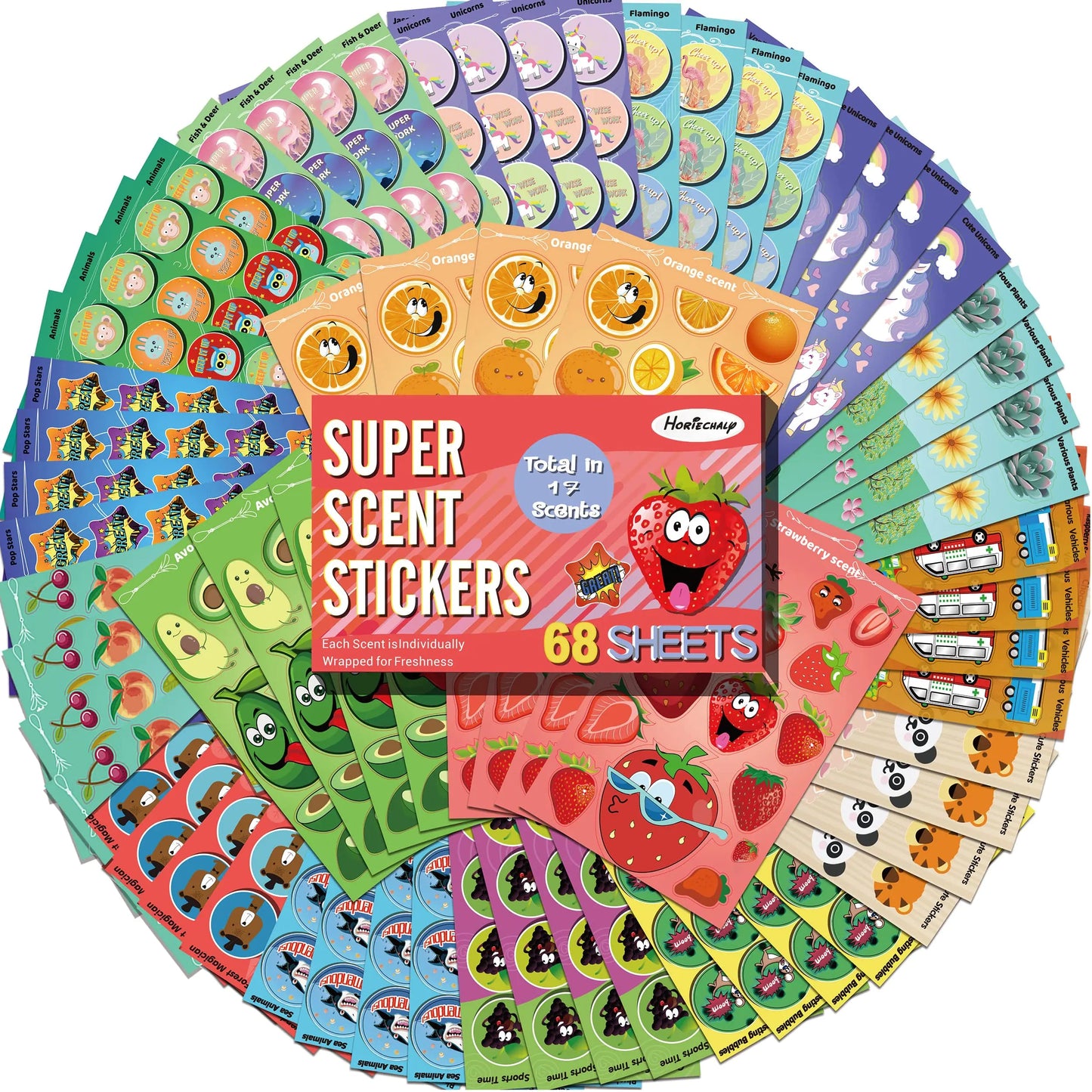 Scratch and Sniff Stickers 68 Sheets Scented Stickers 17 Different Scents - - Sticker