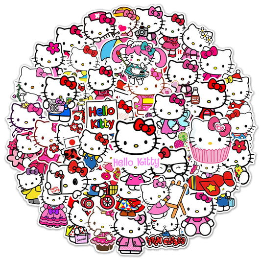 50pcs Cute Sanrio Cartoon Hellokitty Waterproof Vinyl Decals - - stickers