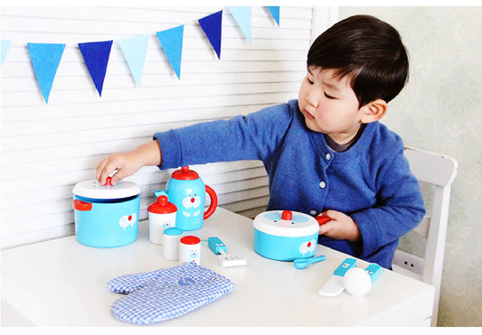 Realistic Wooden Toy Cookware Set for Kids Kia Day Design
