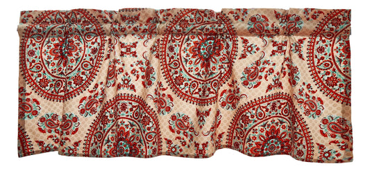 Tache Bohemian Desert Medallion Boteh Paisley Taupe Window Valance - - Valance