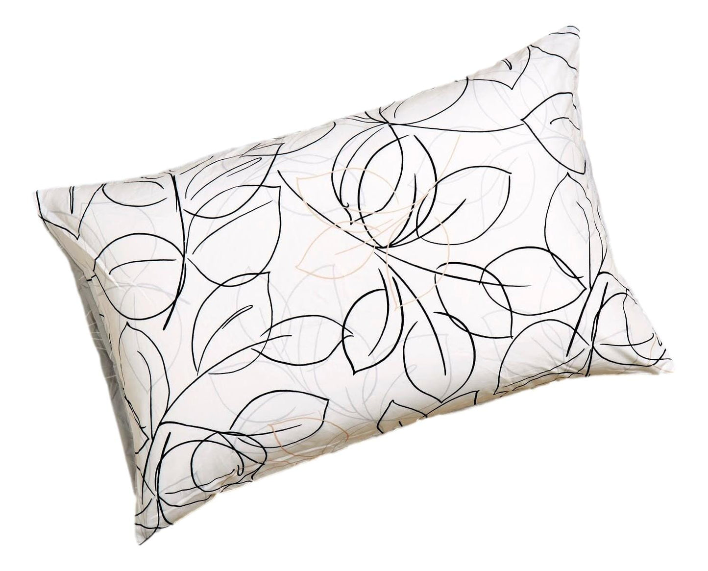 Tache Modern Abstract Leaf Line Art Foliage White Grey Black Gold Pillowcases (TJ3571) - - Pillowcase