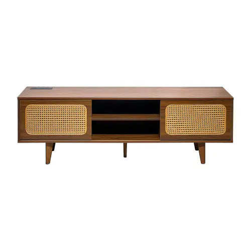 Mid Century Modern Rattan TV Stand Entertainment Cabinet - Kia Day Design