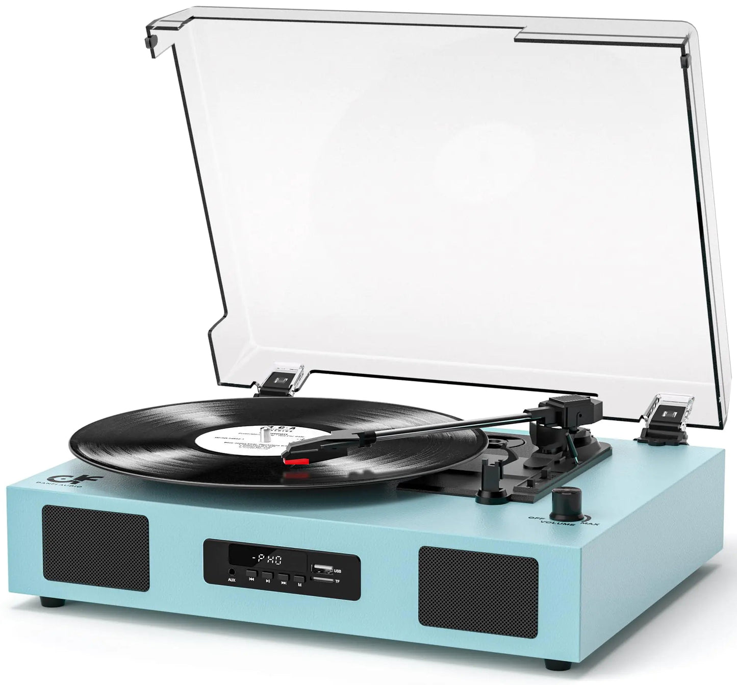 Blue Vinyl Record Player Wireless Bluetooth Record Player with Enhanced Speakers - Kia Day Design