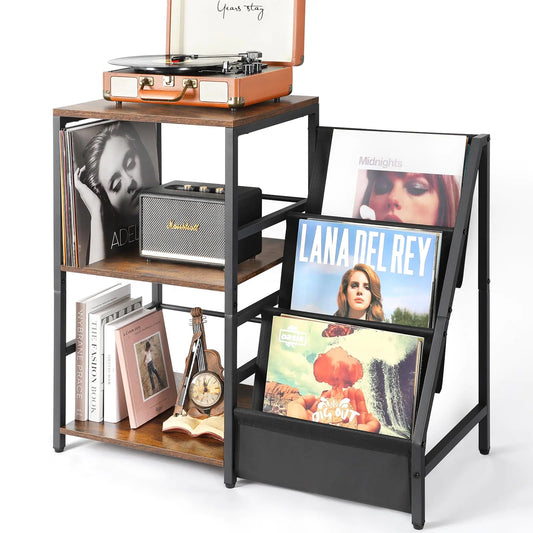 3-Tier Vinyl Record Storage Record Player Table Holds Up to 200 Albums - Kia Day Design