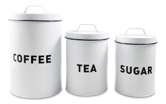 White Metal Storage Canister Set - Kia Day Design