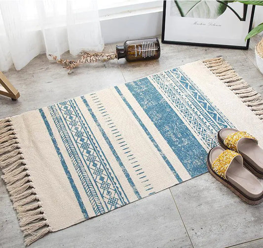Vintage Nordic Minimalist Cotton Linen Area Rug - Kia Day Design