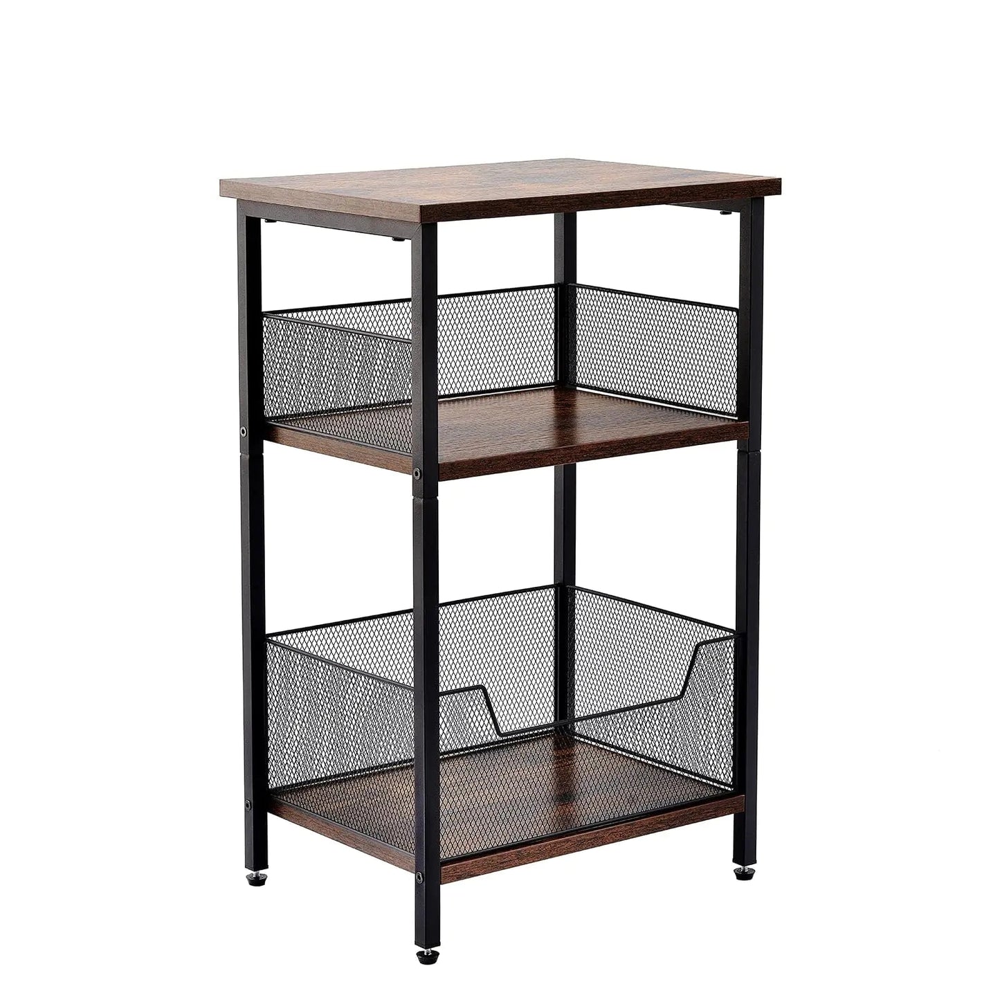 Small 3-Tier Side Table with Storage Shelves - - table
