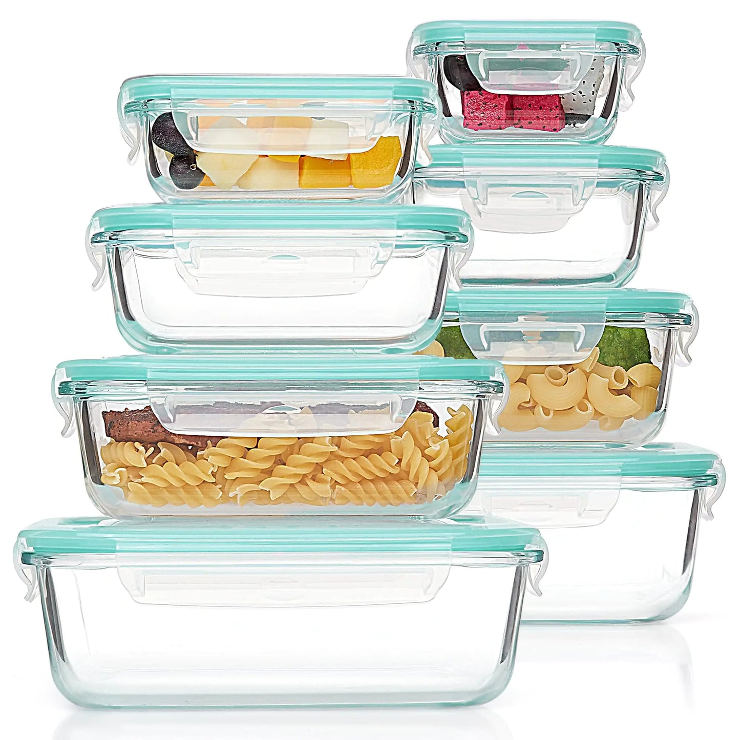 8 Glass Food Storage Containers Airtight with Leak Proof Locking Lids - Kia Day Design
