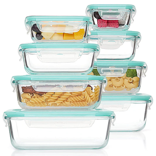 8 Glass Food Storage Containers Airtight with Leak Proof Locking Lids - Kia Day Design