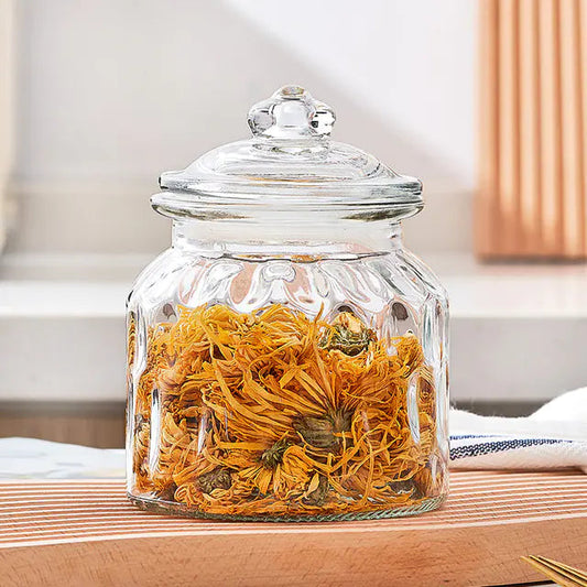 Clear Glass Storage Jar with Airtight Lid