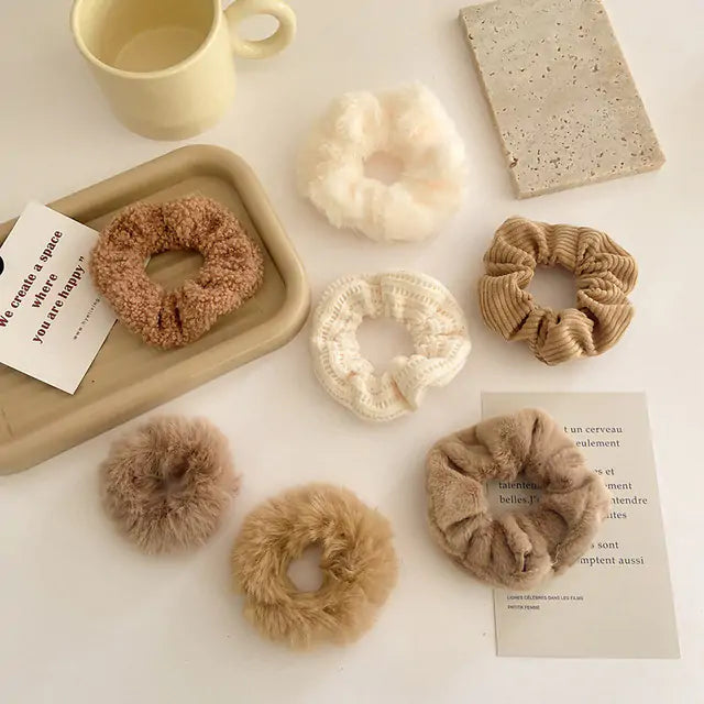 Velvet Solid Color Hair Scrunchie Set - Kia Day Design