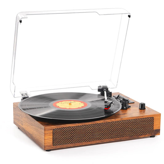 Vinyl Record Player with Built-in Bluetooth USB Recording Stereo Speakers 3 Speeds and 3 Sizes - Kia Day Design