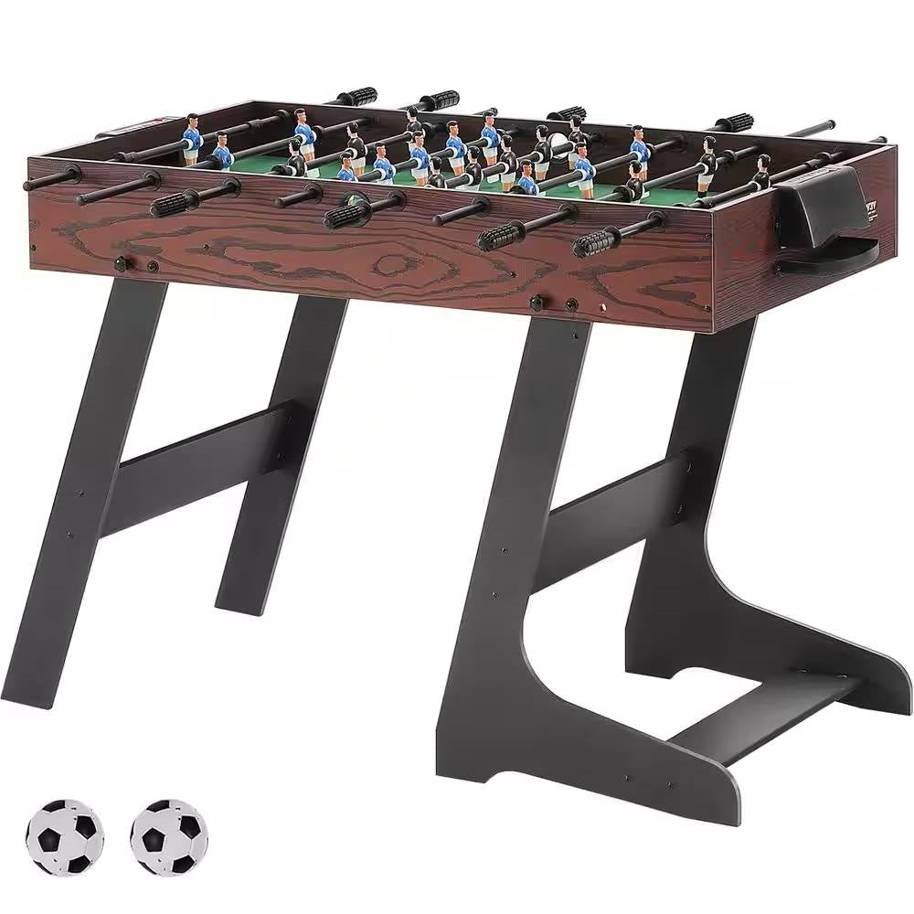 Foldable Foosball Table with 2 Balls in Walnut Wood Finish - Standard Size - - Accents > Game Room