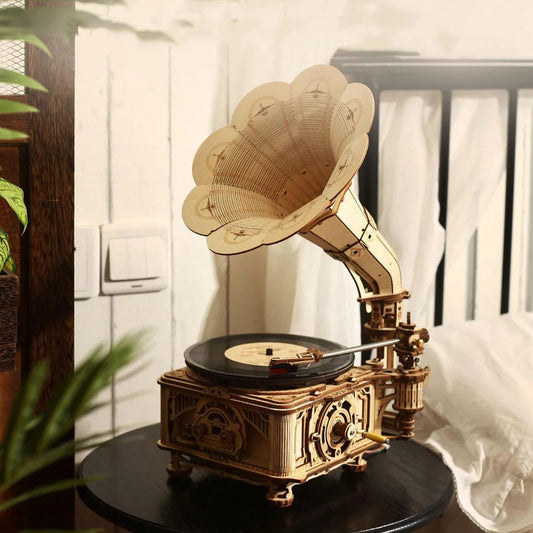 DIY Wooden Mechanical Phonograph Puzzle Kia Day Design