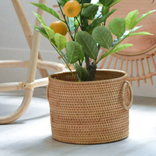 Vietnamese Hand-Woven Rattan Round Coffee Table Basket - Kia Day Design