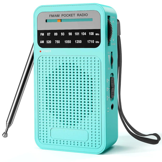 Green Portable AM FM Transistor Radio with Loudspeaker 2AA Battery Operated - Kia Day Design
