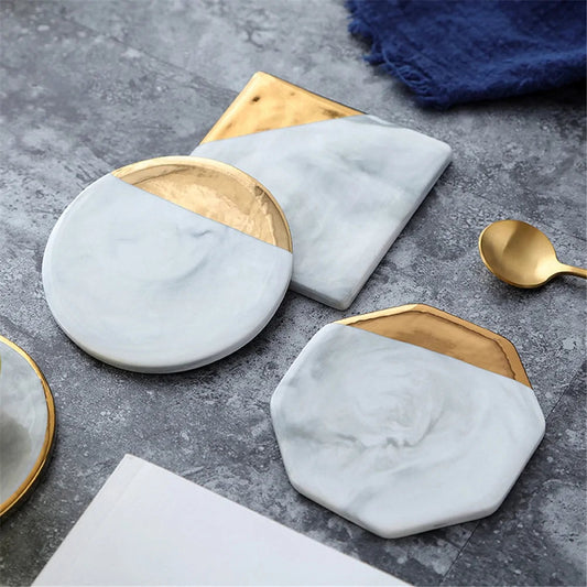 Gold Marble Ceramic Coaster Kia Day Design