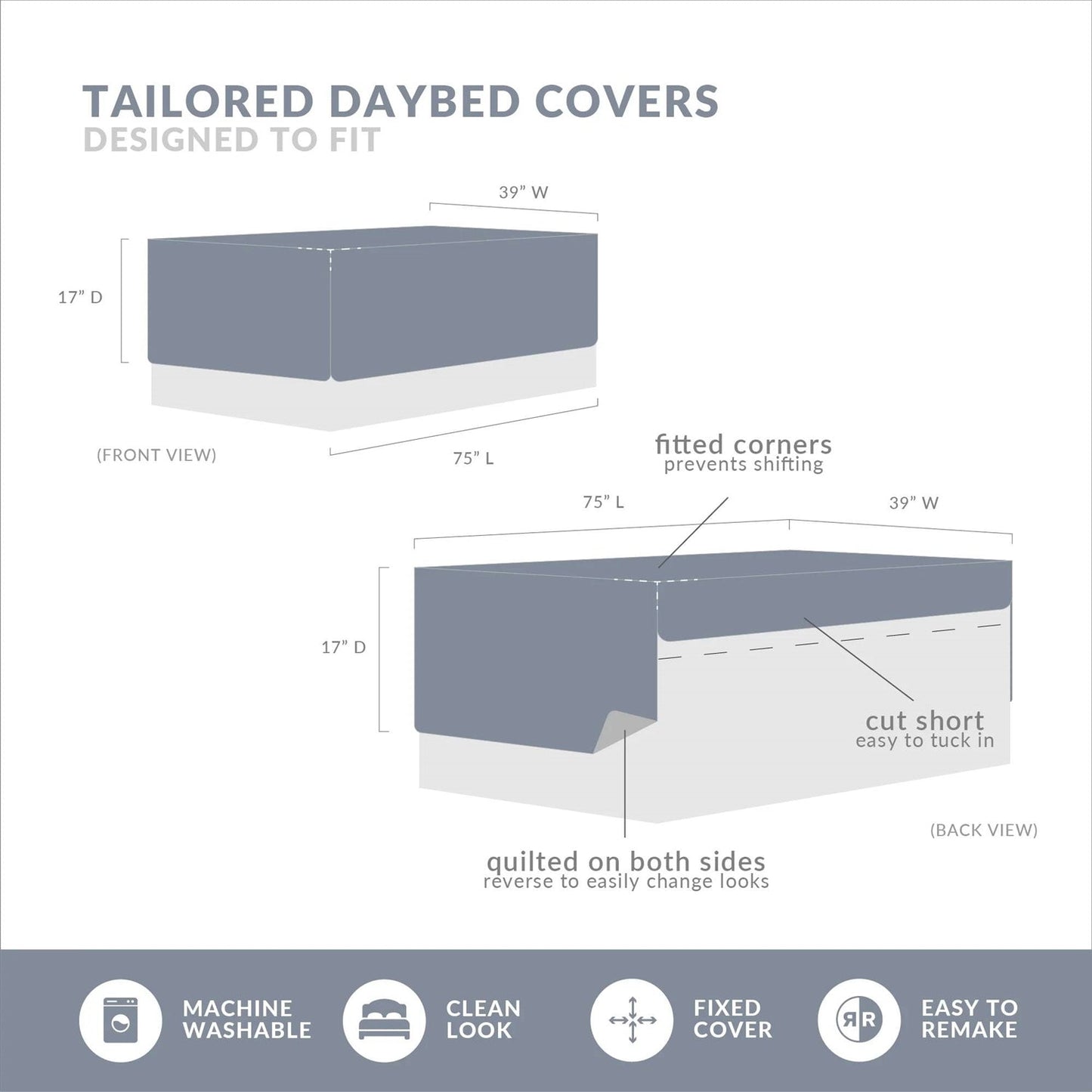 6-Piece Farmhouse White Daybed Cover Bedding Set with Scalloped Edges- HomePacific- {{Product type}}