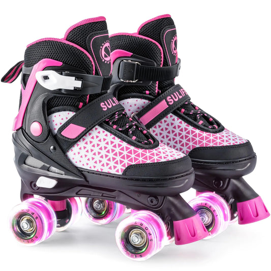 SULIFEEL Roller Skates Adjustable Quad Skates with Light up Wheels - - skates