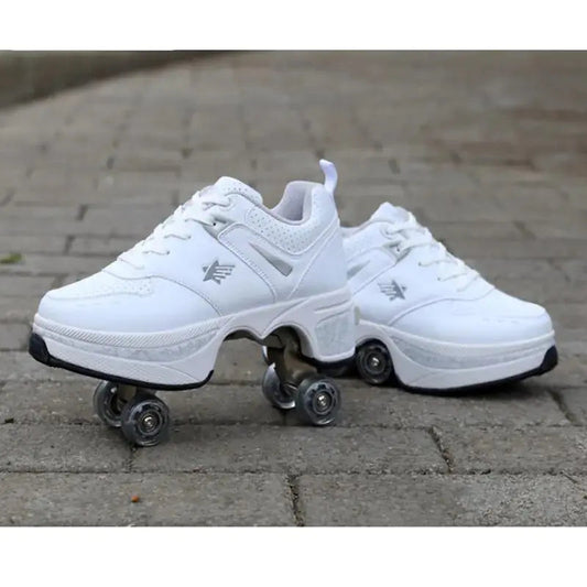 Leather Kids Four Wheels Roller Skate Shoes - Kia Day Design