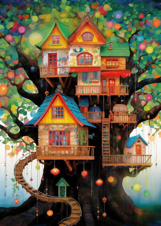 Tree House Puzzle Art Puzzle for Adults 1000 Piece Jigsaw Puzzle - Kia Day Design