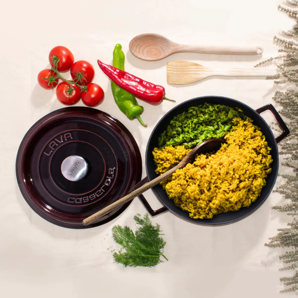 LAVA Premium Multipurpose Round Cast Iron Dutch Oven 11 in / 28 cm Kia Day Design