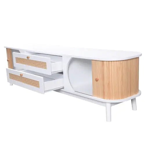 White Rattan TV Stand for TVs Up To 75'' - Kia Day Design