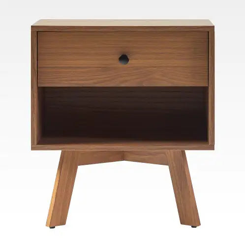 Mid Century Modern Minimalist 1-Drawer Nightstand Mocha - Kia Day Design