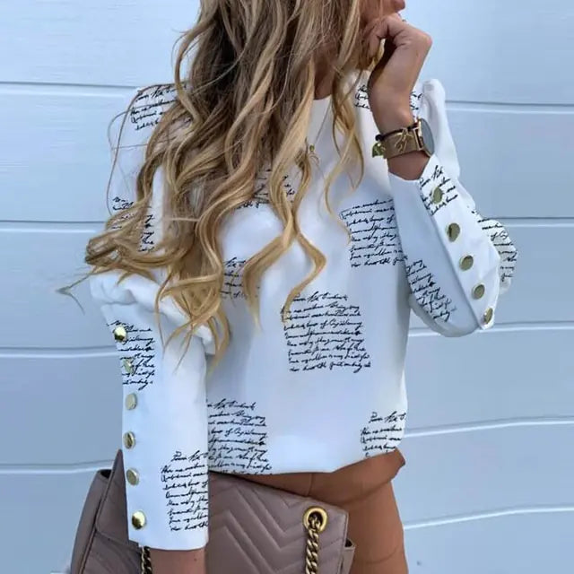 Vintage O-Neck Work Blouse - Kia Day Design