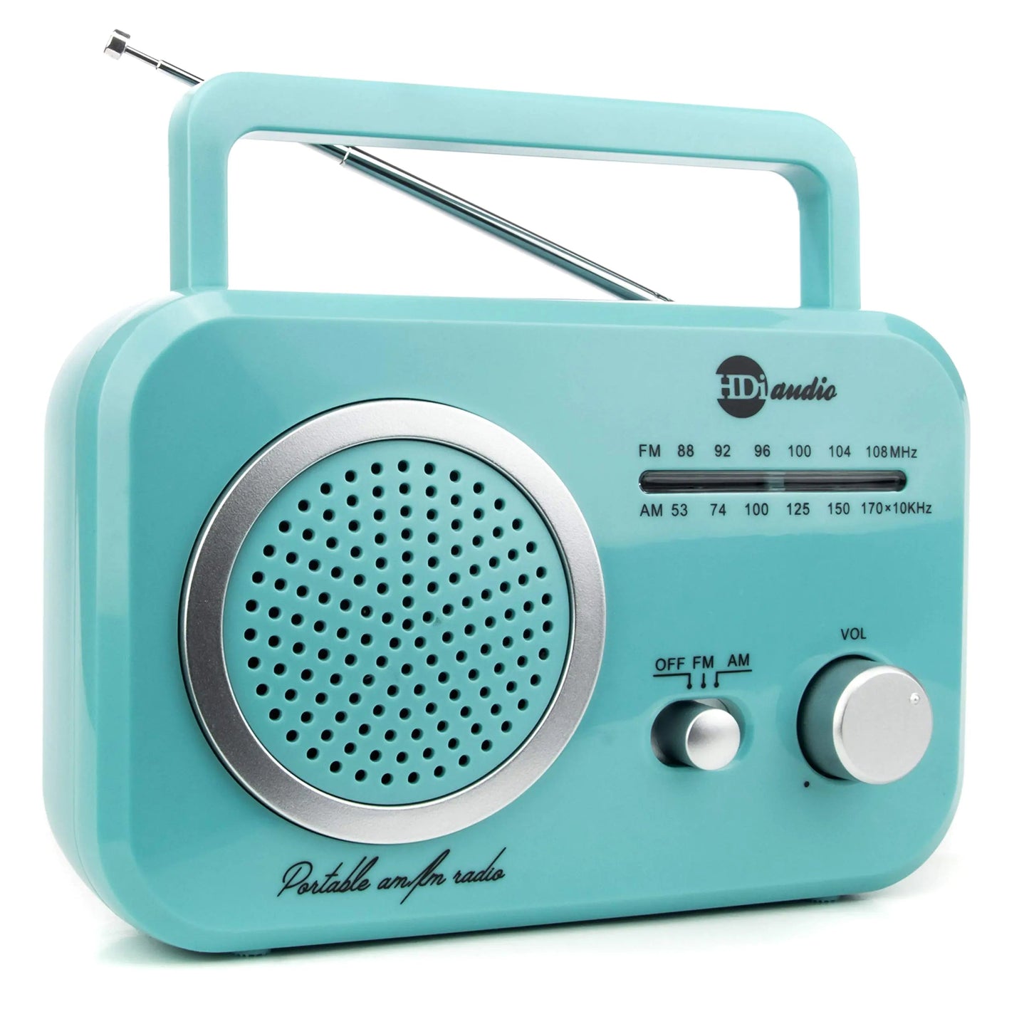 Teal Vintage Portable Retro Radio Classic AM/FM Radio - Kia Day Design