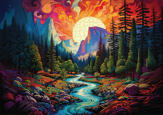 Psychedelic Landscapes Trippy Puzzle Co - 1000 Piece Jigsaw Puzzle Chromatic Cliffs - Kia Day Design